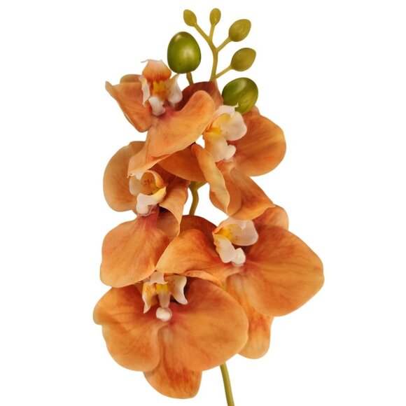 Flower Barn Other - Artificial Orange Orchid Stem | Phalaenopsis Faux Flower | Realistic Silk Orchid